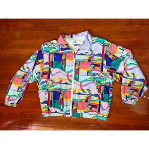 Vintage Head 90’s Colorful Square Geometric Funky Golf Windbreaker Jacket Large